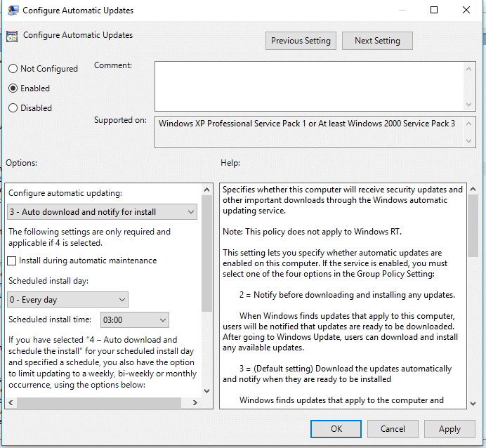 disable automatic update windows 10 home